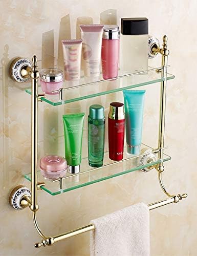 KMMK מדף אמבטיה בית ， מתלה מגבות ， מדף מקלחת אסלה מדף זכוכית יחידה מדף שכבה כפולה מתלה רוטב מתלים אמבטיה