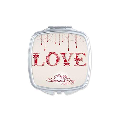 אהבה שמח חג האהבה אדום מראה נייד קומפקטי כיס איפור כפול צדדי זכוכית