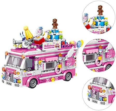 מכוניות אוכל חסימות צעצוע, פלסטיקה שעמום חינוכי הקלה לילדים אבן בניין משאית אוכל לבנות בנות