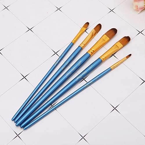 5 יחידות אמן מברשת ניילון זיפים שיער צבעי מים אקרילי ציור שמן עגול עט נטייה ידית עץ