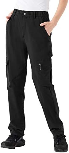 מכנסי מטען לנשים של Rdruko מכנסיים עמידים למים יבש מהיר 50+ נסיעות קמפינג מכנסיים מכנסי רוכסן כיסי רוכסן