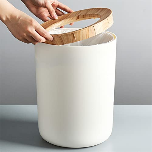 פח אשפה של Abecel, זבל מפלסטיק יכול בית פשוט פשוט ללא כיסוי טבעת לחץ עץ