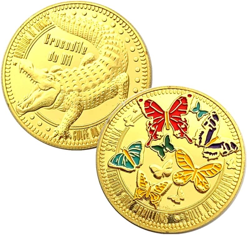מרוקו שינוי חד פרפר אהבת זהב-מצופה הנצחה מטבע תנין זהב מטבע 32 ממ מטבע מזל מדליית