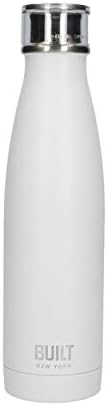 בקבוק מים מבודד בנוי/בקבוק תרמי עם כובע אטום דליפה, נירוסטה, לבן, 480 מל
