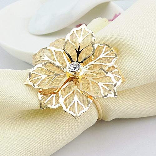 טבעת מפיות של צ'דלטד, טבעות מפיות סגסוגת 6 יחידות, טבעות מפיות לעיצוב פרחים לקבלות פנים לחתונה