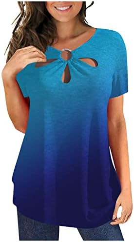 איאסו נשים מתגנדר הולו חולצות חולצות פרחוני הדפסה קצר שרוול טוניקת חולצות קיץ מקרית חולצות עם קפלים
