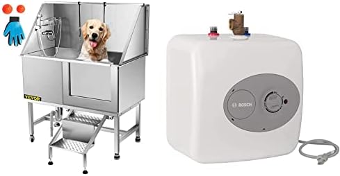 אמבטיה לטיפוח כלבים בגודל 50 אינץ ' אמבטיה מקצועית לכלבים לחיות מחמד נירוסטה עם מדרגות ברז ואביזרים תחנת
