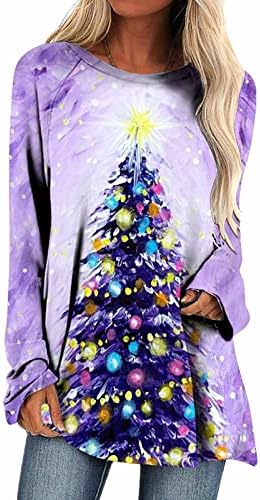 חג המולד המכוער של נשים 3 חולצות טוניקה מודפסות חולצות טריקו שרוול ארוך חולצות טריקו חולצות טריקו