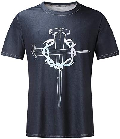 גברים של חידוש חולצות 3 ד מודפס ישו צלב אמונה קצר שרוול חולצה בציר גרפי טיז רחוב טרנדי חולצות