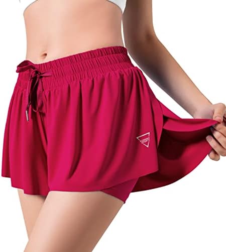 מכנסיים קצרים זורמים של Sogetdo לנשים חצאית ספורטיבית חצאית קצרה אימון כושר אימון מפעיל מכנסיים קצרים