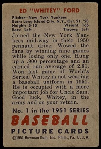 1951 Bowman 1 Whitey Ford New York Yankees טוב ינקי