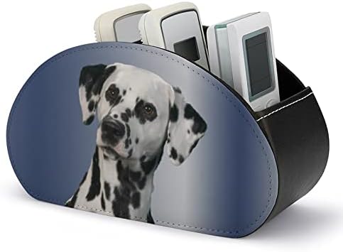 תיבת אחסון לשלט רחוק של כלב דלמטי קופסא אחסון PU רב-פונקציונלי טלוויזיה מחזיקי שליטה מרחוק תיבת מארגן עם 5 תאים