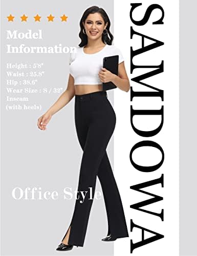 מכנסי שמלות קפרי דקיקים של Samdowa, מכנסי עבודה נמתחים לנשים, עסקים בעלי מותניים גבוהים מכנסי גולף מזדמנים