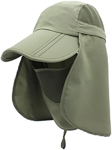 כובעי שמש לדיג טרוש -דיג לגברים, UPF50+ כובעי שוליים רחבים למים לדיג וציד עם כיסוי פנים ודש צוואר