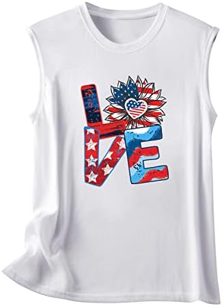 4 ביולי חולצות גופיות לנשים ללא שרוולים חולצות טריקו עם צווארון דגל ארה ' ב פסים כוכבים עניבה צבע טוניקת ריצה חולצות