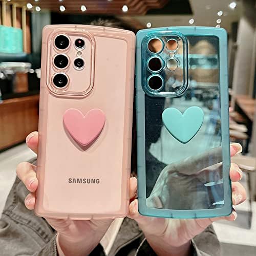 Xayah תואם ל- Samsung Galaxy S22 אולטרה טלפון מארז נשים חמוד תלת מימד אהבה מארז לב מצלמת עדשה הגנה