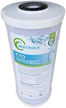 KX Technologies Matrikx 10 זרימה מלאה CTO מסנן בלוק פחמן עכשיו עם הפחתת כלורמין, 4.5 x 10, 32-450-10-Matrikx