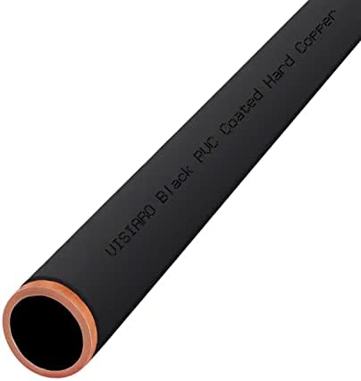 צינור נחושת קשיח מצופה של Visiaro Black PVC, 1MTR, DIA חיצוני 1/2 אינץ ', עובי קיר 18 SWG, ציפוי
