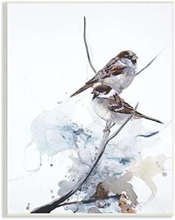 תעשיות Stupell Sparrow זוגיות זוגיות מופשטות סניף צבעי מים, מעוצב על ידי עיצוב פבריקן קיר לוח, 10 x 15, כחול