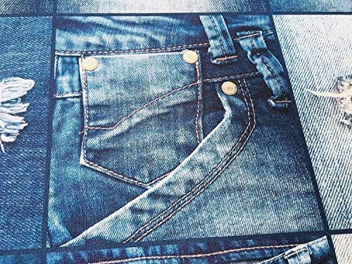 דיגי ג 'ינס ג' ינס אפקט בד לעיצוב פנים, וילונות - כחול ג 'ינס טלאי כותנה חומר-דיגיטלי ג' ינס הדפסת בד-55 רחב