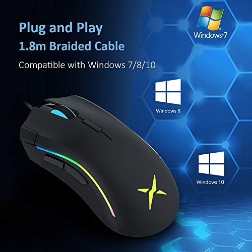 Delux Wired Gaming Mouse - 24000 DPI, 7 כפתורים ניתנים לתכנות, תוכנת משחק Pro על הסיפון - עכבר ארגונומי RGB