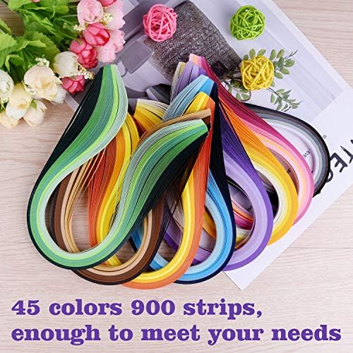 TUPARKA 19 PCS ערכות Quilling נייר 45 צבעים 900 רצועות רצועות נייר אמנות מלאכת DIY