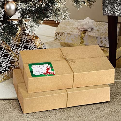 12 קופסאות עטיפת מתנה של קראפט עם מכסים לעטיפת בגדים גדולים ומדבקות של 80 ספיד נייר לחג המולד