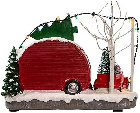 קורט ס אדלר קורט אדלר 4.7-אינץ סוללה מופעל מואר עצי חג המולד כפר חנות שולחן חתיכה, ססגוניות