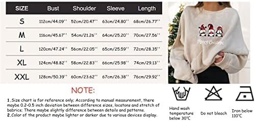 סוודרים לנשים לחג המולד מהנה צוות הדפס גרפי מהנה צוואר שרוול ארוך סווטשירט חולצות סווטשירטים ללא מכסה