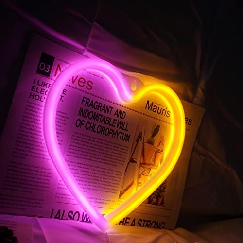 Zxnehg ניאון אור לב LED סימני ניאון לעיצוב קיר בחדר השינה, המופעל על ידי אור ניאון USB, מתנה של יום האהבה
