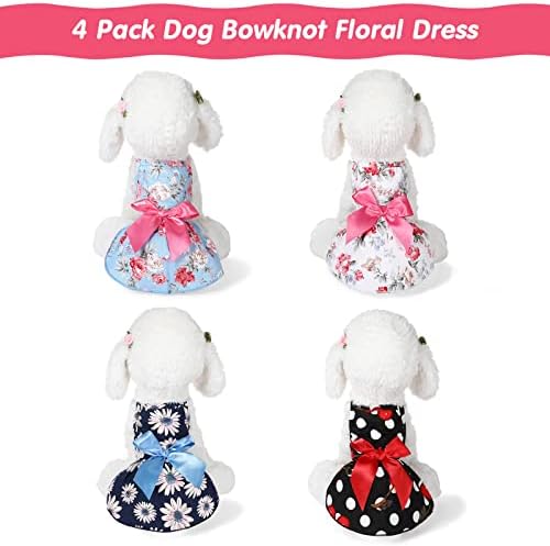 4 חתיכות כלב קשת שמלת פרחים שמלת פרחים מחמד שמלת נסיכה מחמד כלב שמלת כלב שמלת נסיכה כלב שמלת קיץ כלבים לכלבים