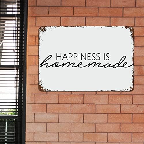 אושר הוא שלט מתכת תוצרת בית עם אמרות מצחיקות אלומיניום שלט מתכת קישוטי קיר מוטיבציוניים לסלון קיר כפרי אמנות מטבח
