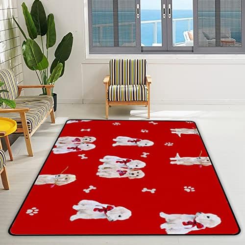 שטיח שטיח רך של צינגזה שטיחים גדולים, כלבים רומנטיים אדומים נוחים שטיח מקורה, מחצלת משחק לתינוקות לסלון חדר