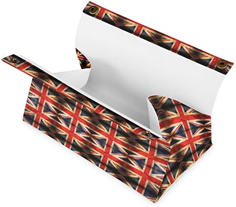 מכסה קופסת רקמות דגל בריטי מכסה מפיות עור מודרניות של רקמות קובייה לרקמות למשרד עמדות ליל אמבטיה