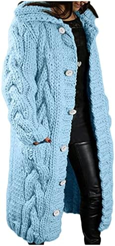 Oplxuo ארוך קרדיגן סוודרים נשים בתוספת כפתור סרוג כבלים בגודל סתיו חורף מעיל ארוך דש כיסים מוצקים